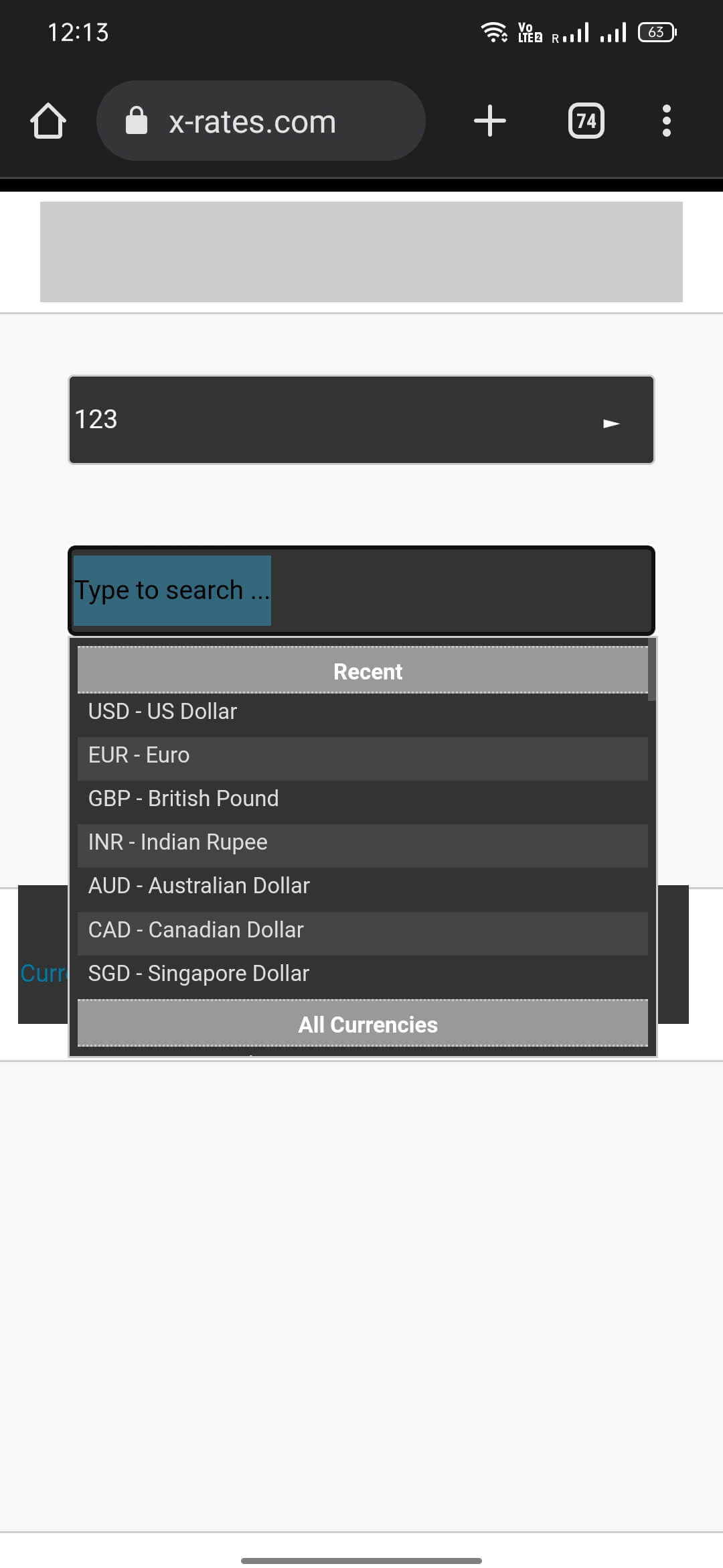 Screenshot XRates APK v1.6 - Kalkulator Kurs Mata Uang dan Grafik Nilai Tukar