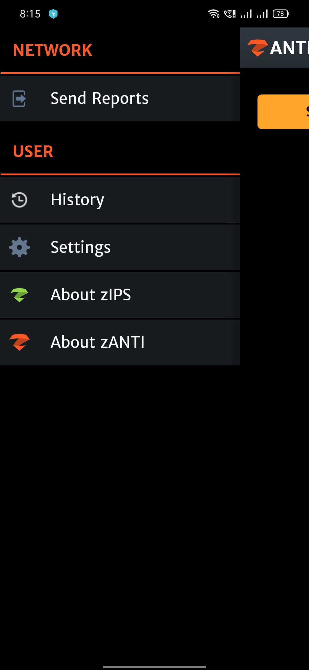 Screenshot zAnti APK v3.20 untuk Pemeriksaan Keamanan Jaringan