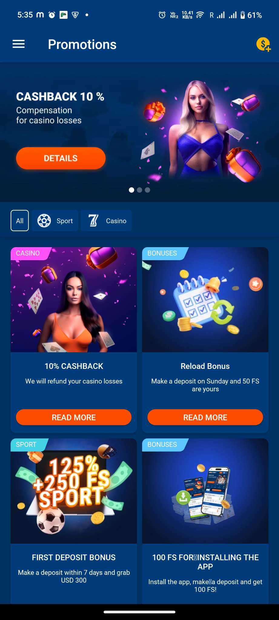 Screenshot MostBet APK v7.3.1 untuk Android