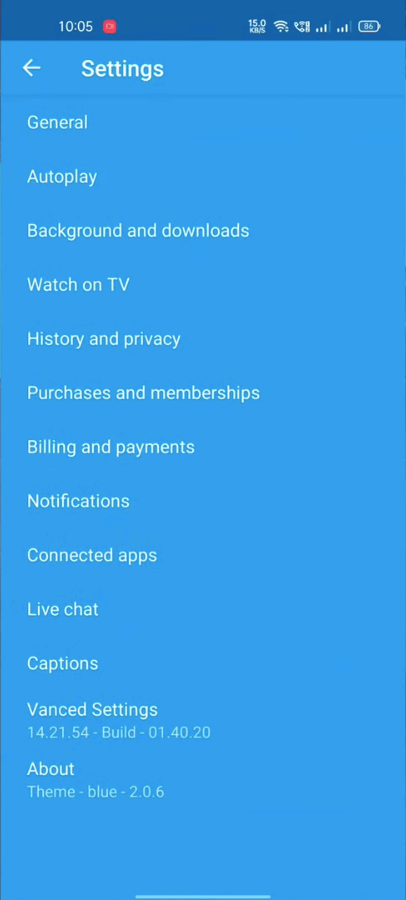 Screenshot YouTube Blue APK v19.21.40