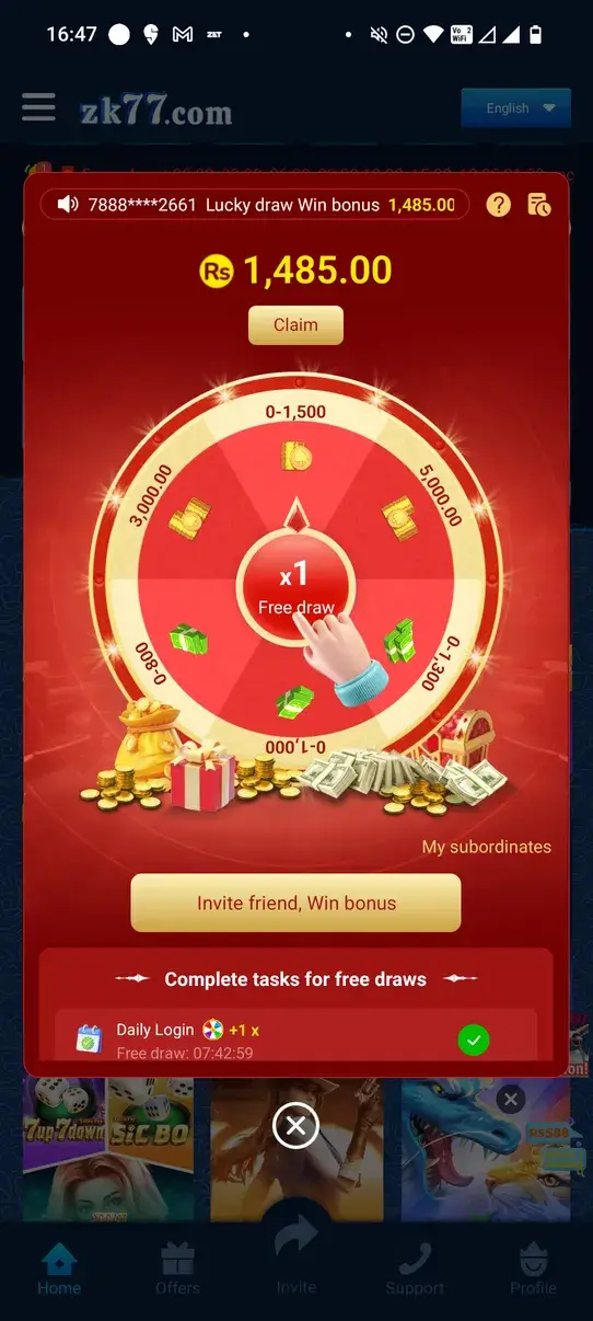 Screenshot ZK77 APK untuk Prediksi Warna dan Angka