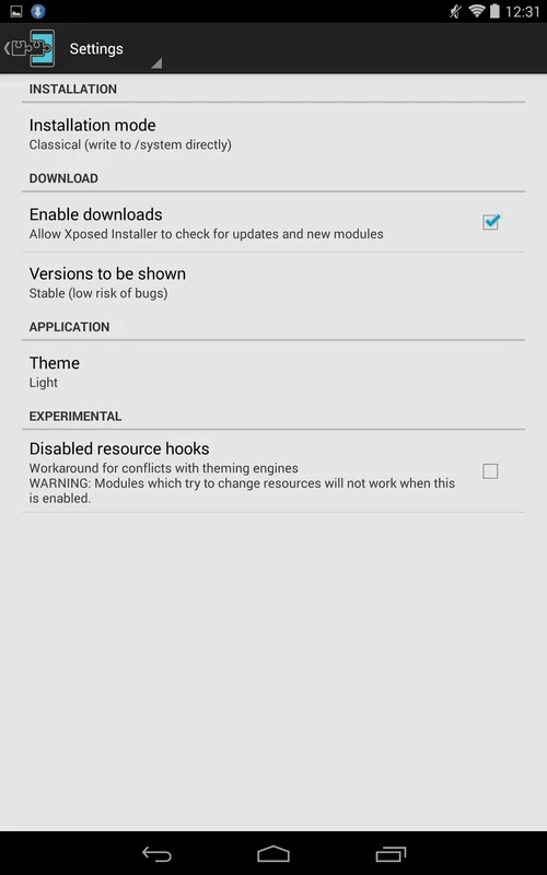 Screenshot Xposed Installer APK v3.1.5